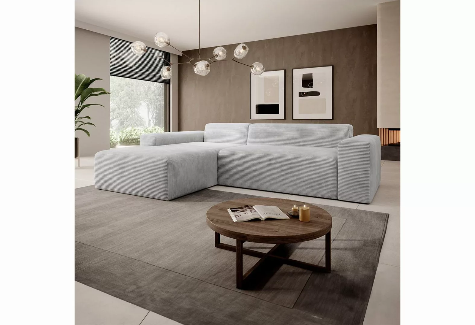 Juskys Ecksofa Vals, modern, L-Form, Stoff, bequem, samtig wie Cord, breite günstig online kaufen