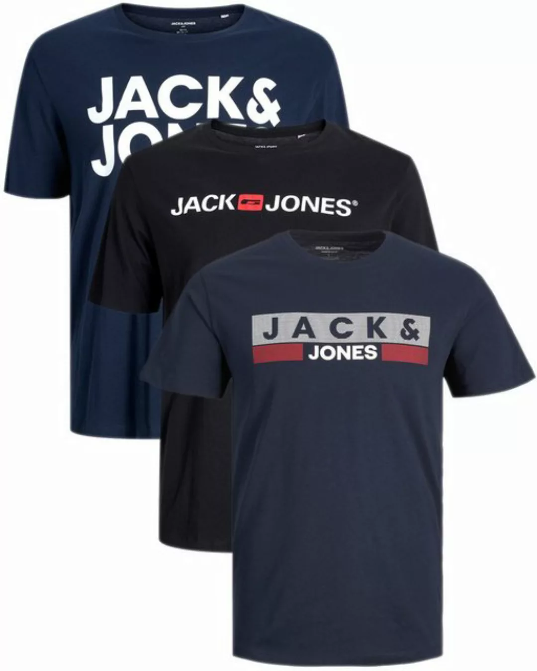 Jack & Jones Plus Print-Shirt (Spar-Set, 3er-Pack) Big Size Shirt Übergröße günstig online kaufen