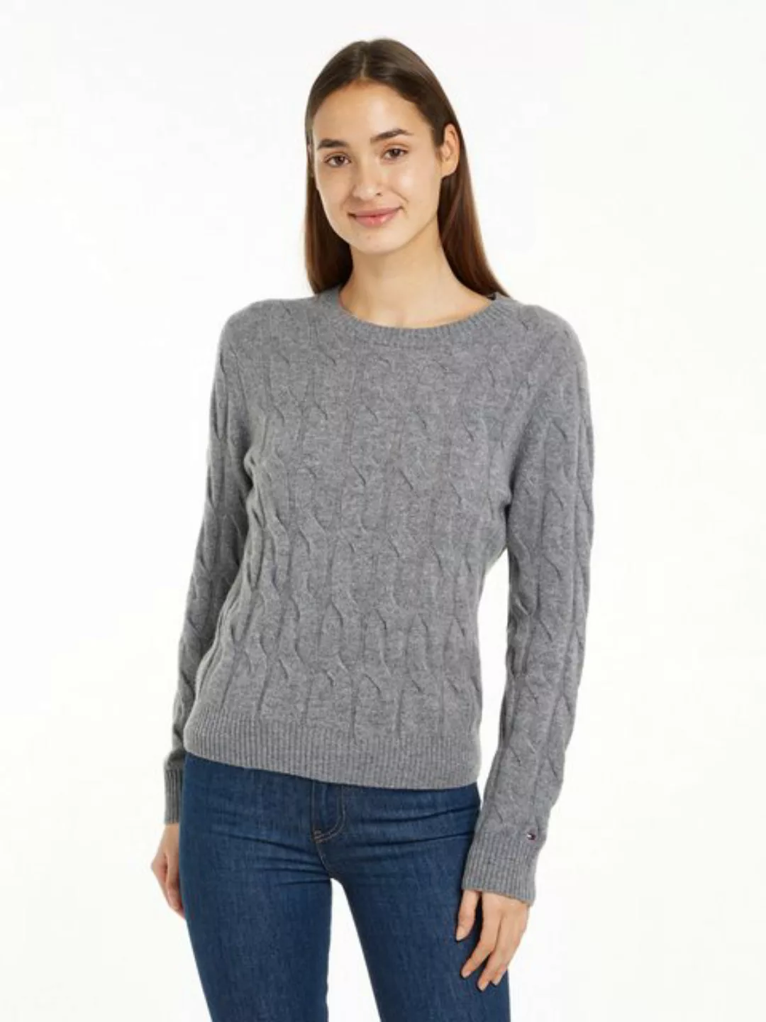 Tommy Hilfiger Strickpullover SOFT WOOL CABLE C-NK mit Zopfmuster, Rundhals günstig online kaufen