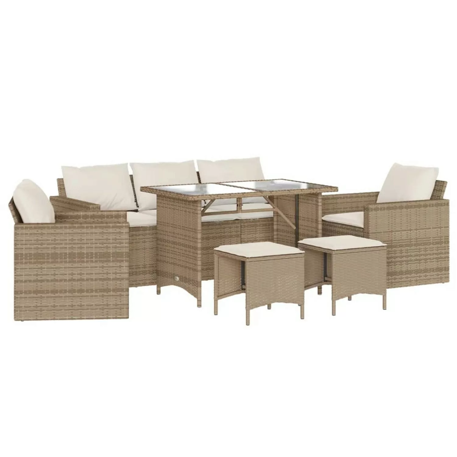 vidaXL 6-tlg Garten-Sofagarnitur mit Kissen Beige Poly Rattan Modell 314 günstig online kaufen