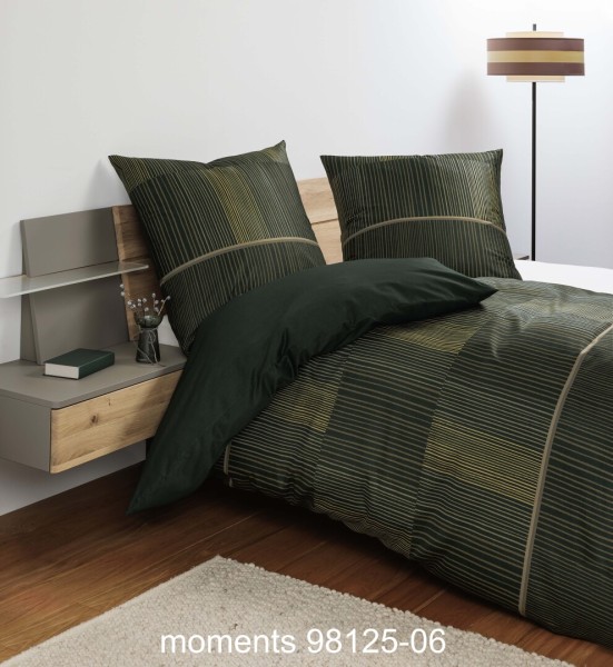 Janine Janine Mako-Satin Bettwäsche moments 98125 dunkelgrün gold Größe:  1 günstig online kaufen