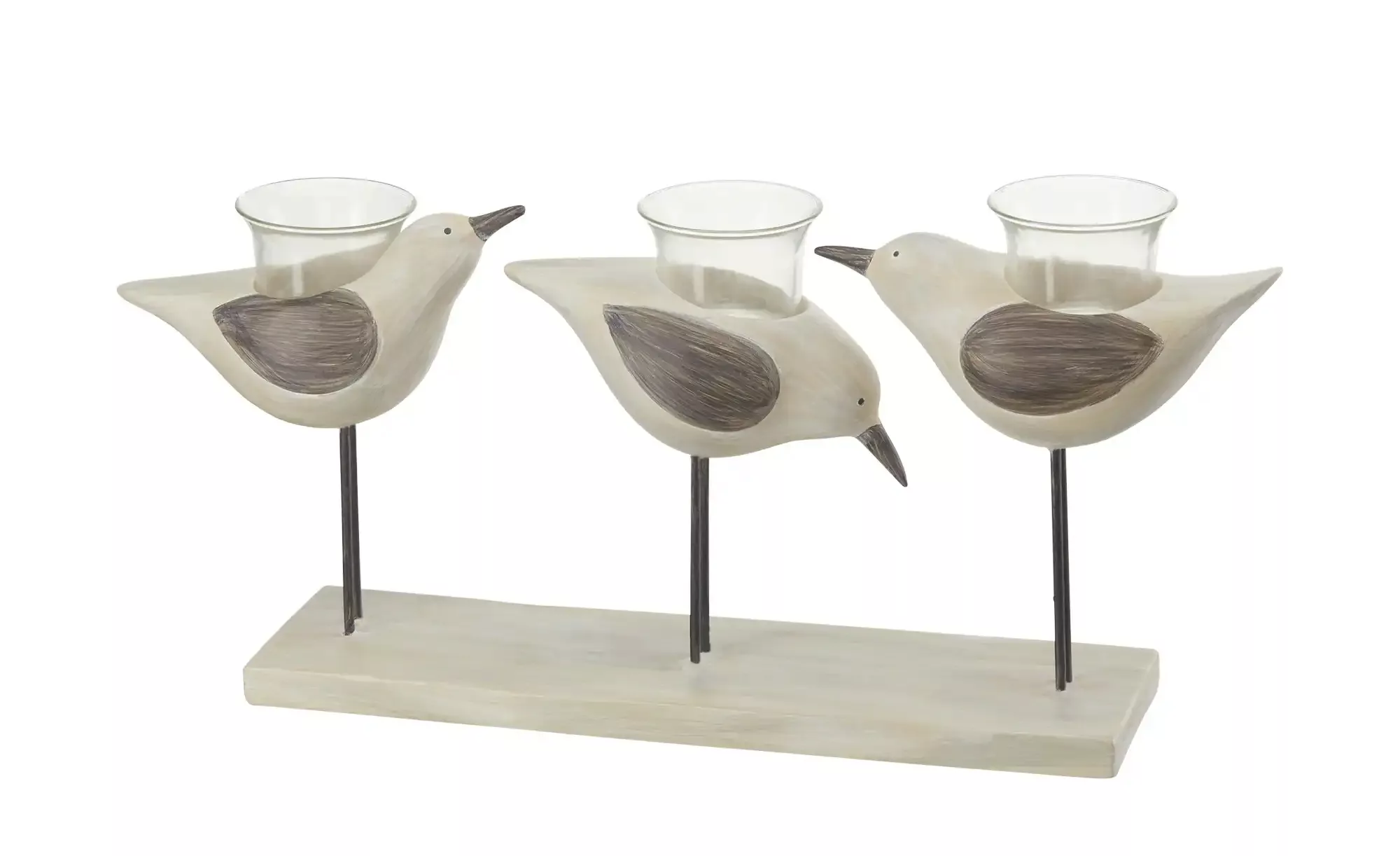 3er Teelichthalter   Vögel ¦ creme ¦ Polyresin (Kunstharz), Glas , Metall ¦ günstig online kaufen