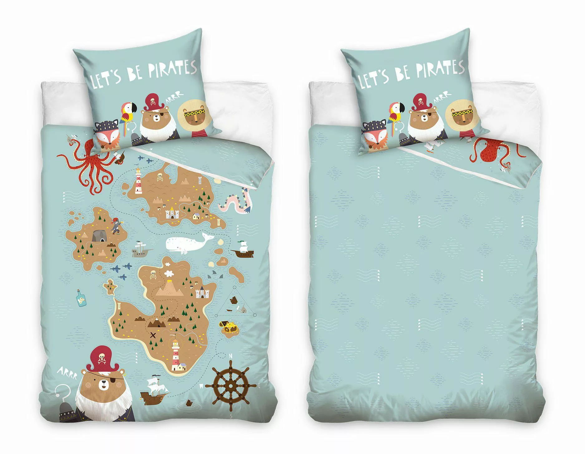 MTOnlinehandel Kinderbettwäsche Piratenbär 135x200 + 80x80 günstig online kaufen
