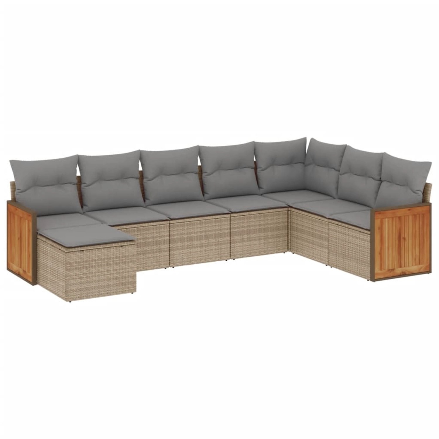 vidaXL 8-Tlg Garten-Sofagarnitur mit Kissen Beige Poly Rattan 3227928 günstig online kaufen