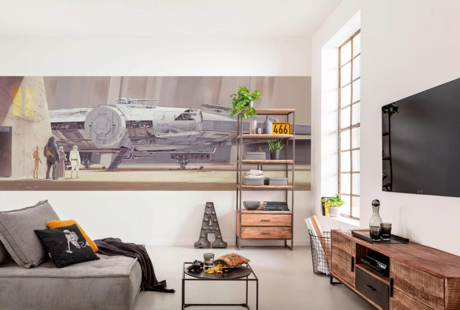 Komar Fototapete STAR WARS Classic RMQ MilleniumFalcon  368 x 127 cm günstig online kaufen