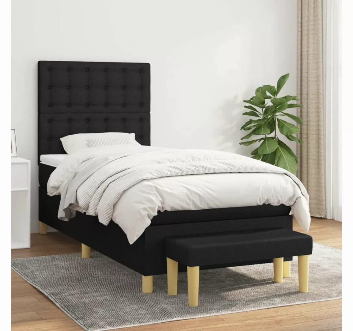 vidaXL Boxspringbett Boxspringbett mit Matratze und Fusshocker Stoff (90 x günstig online kaufen