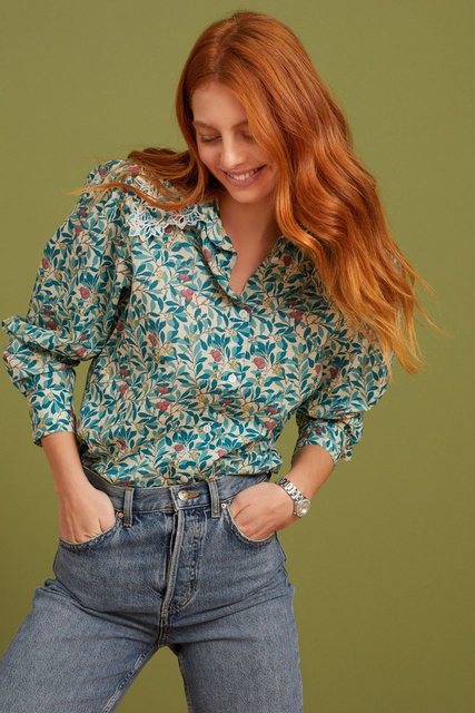 Next Langarmbluse William Morris Print-Bluse mit besticktem Kragen (1-tlg) günstig online kaufen