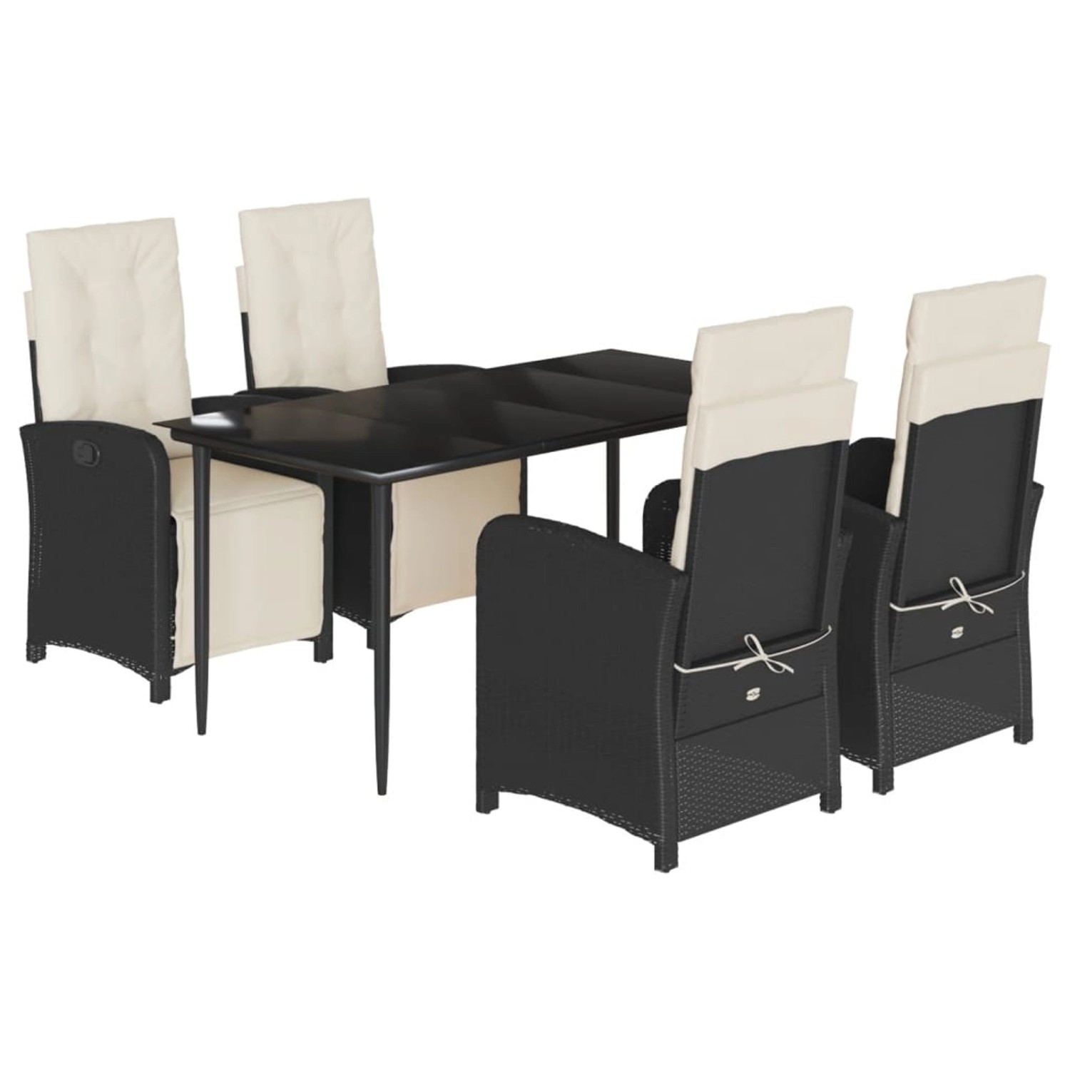 vidaXL 5-Tlg Garten-Essgruppe mit Kissen Schwarz Poly Rattan 3212517 günstig online kaufen