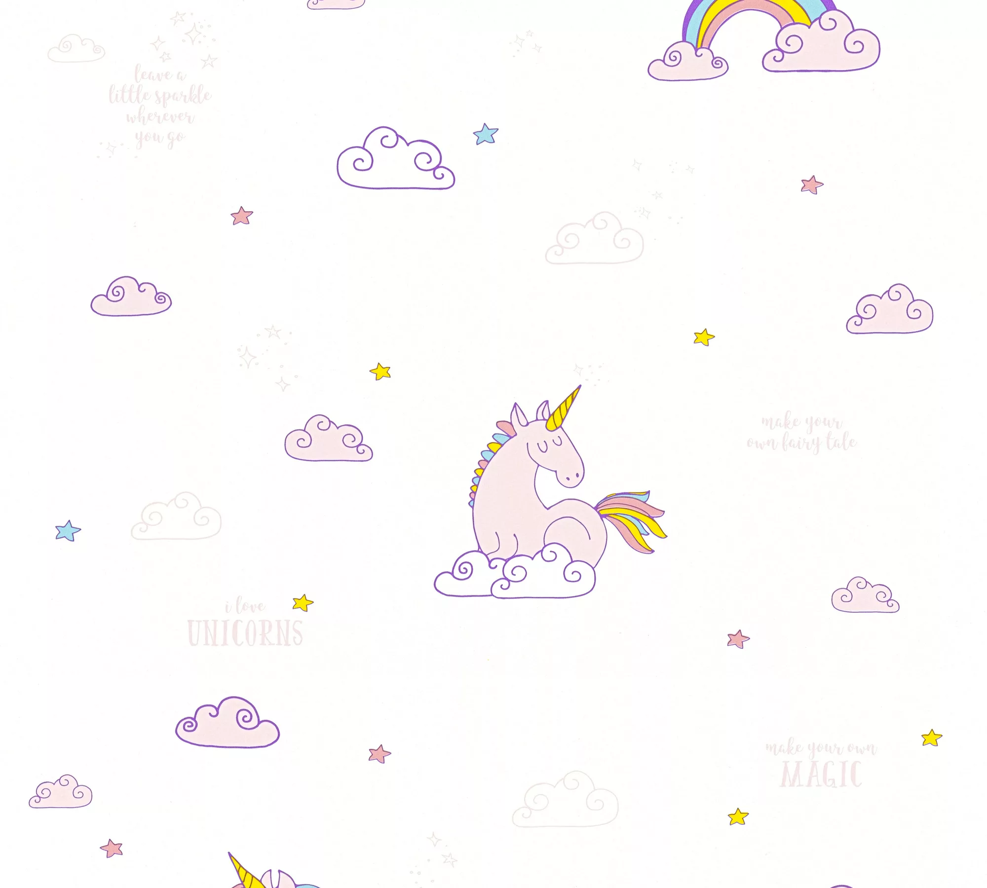 Bricoflor Babyzimmer Tapete mit Einhorn Wolken Tapete für Kinderzimmer Rosa günstig online kaufen