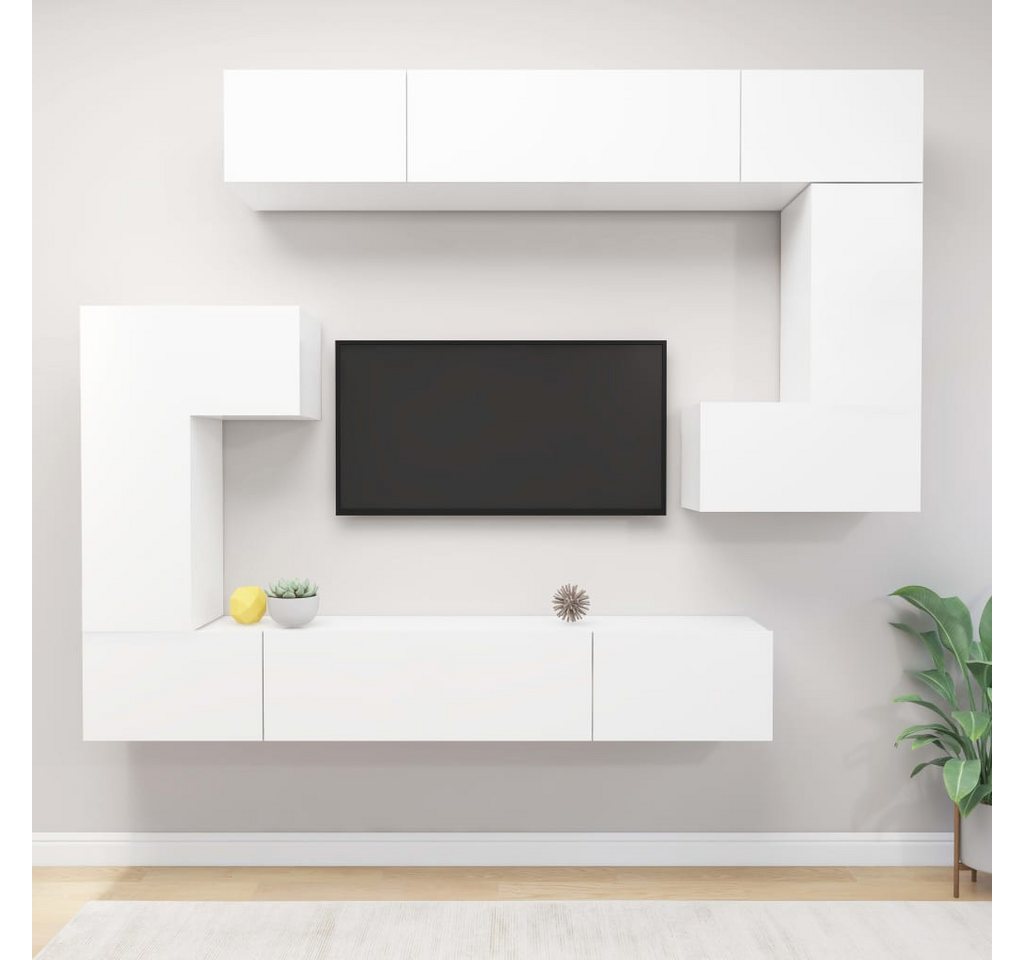 vidaXL TV-Schrank 8-tlg TV-Schrank-Set Weiß Spanplatte günstig online kaufen