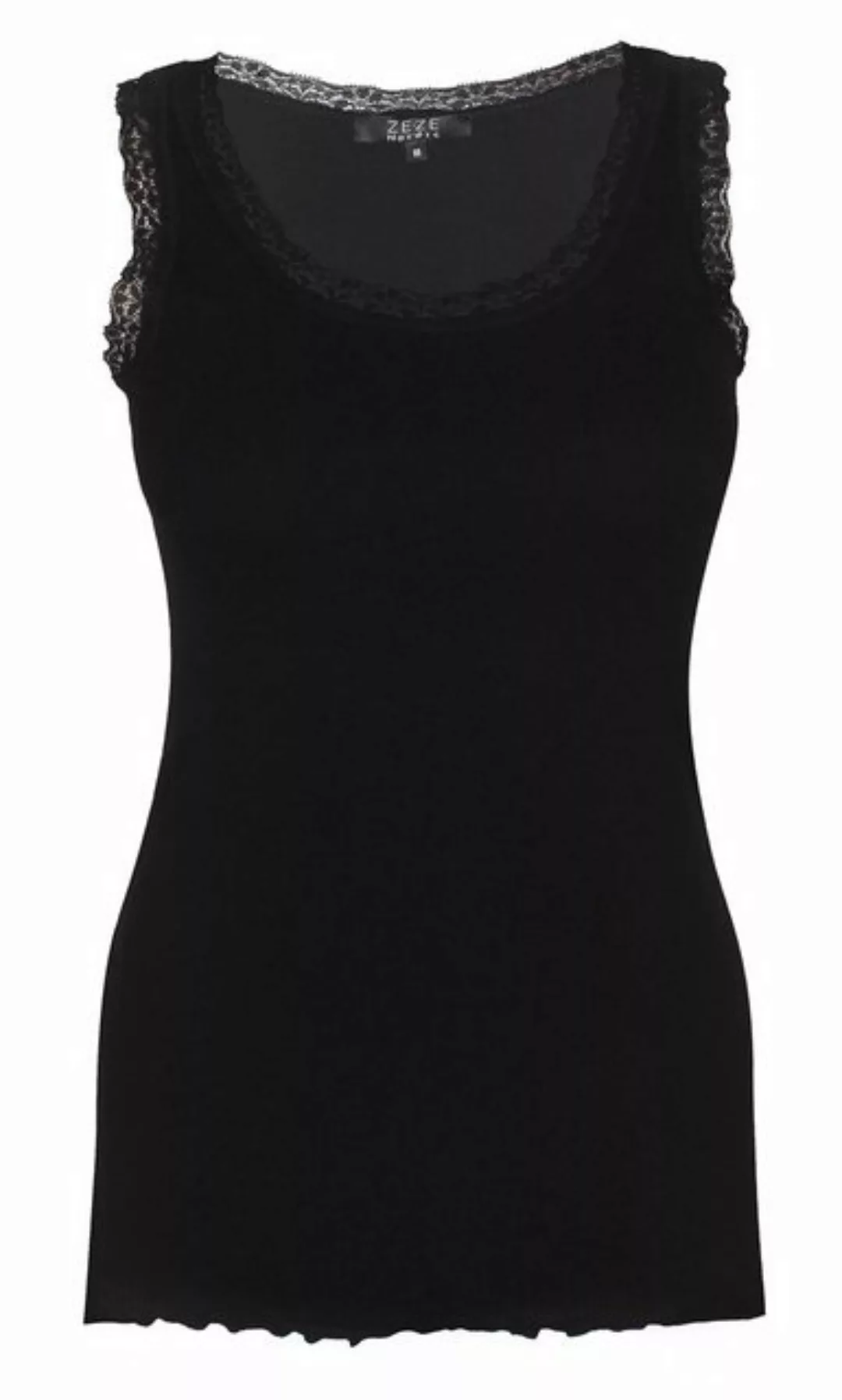 ZE-ZE Nordic Ripptanktop Rippshirt ohne Arm mit Spitze elastisch günstig online kaufen