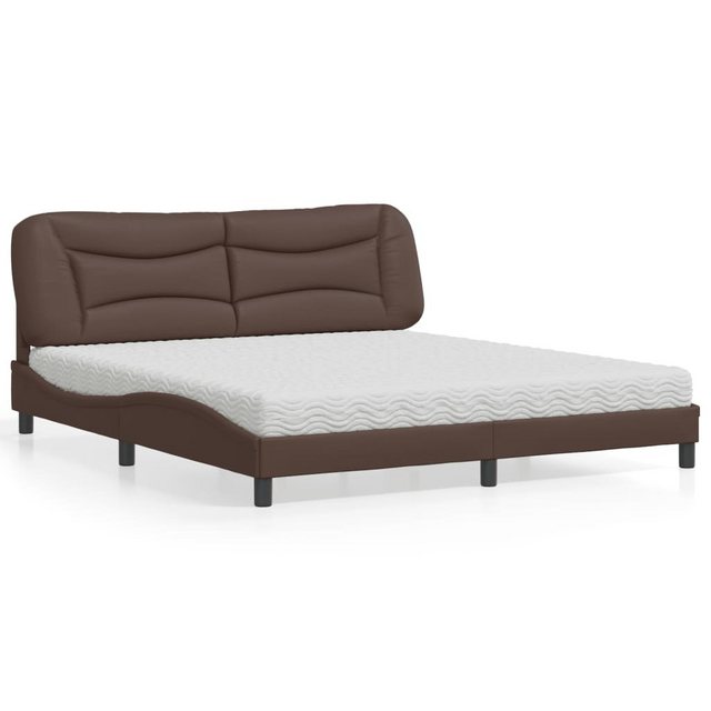 vidaXL Bett Bett mit Matratze Braun 180x200 cm Kunstleder günstig online kaufen