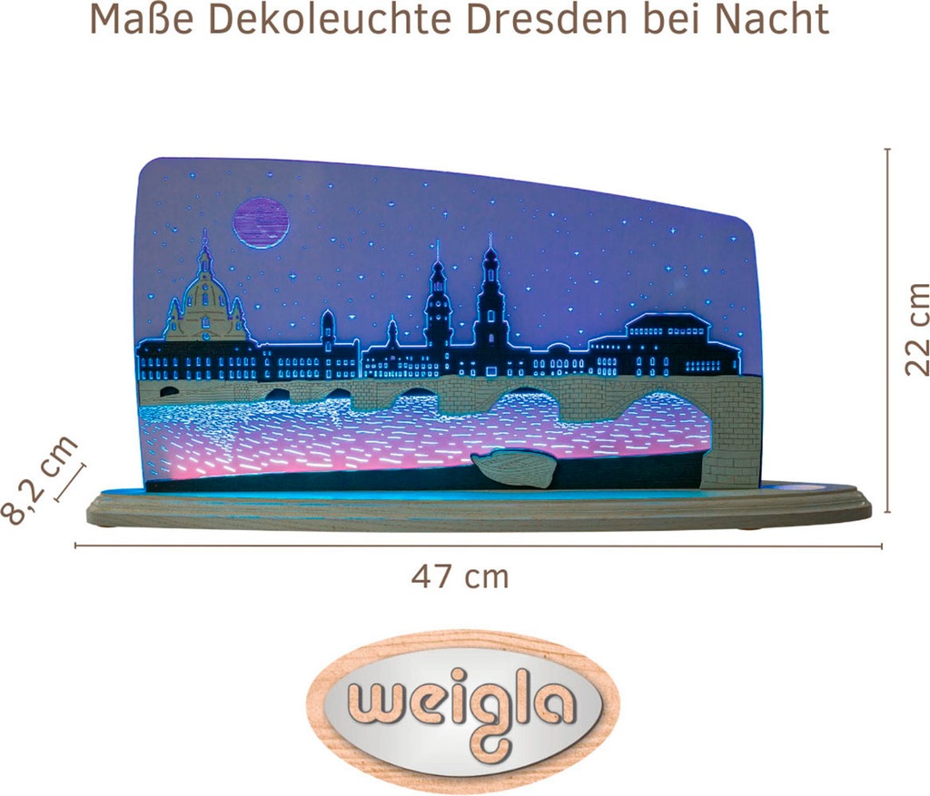 Weigla LED Dekolicht »Dresden bei Nacht, Holz & Acrylglas, BLAU-GRAU«, Leuc günstig online kaufen