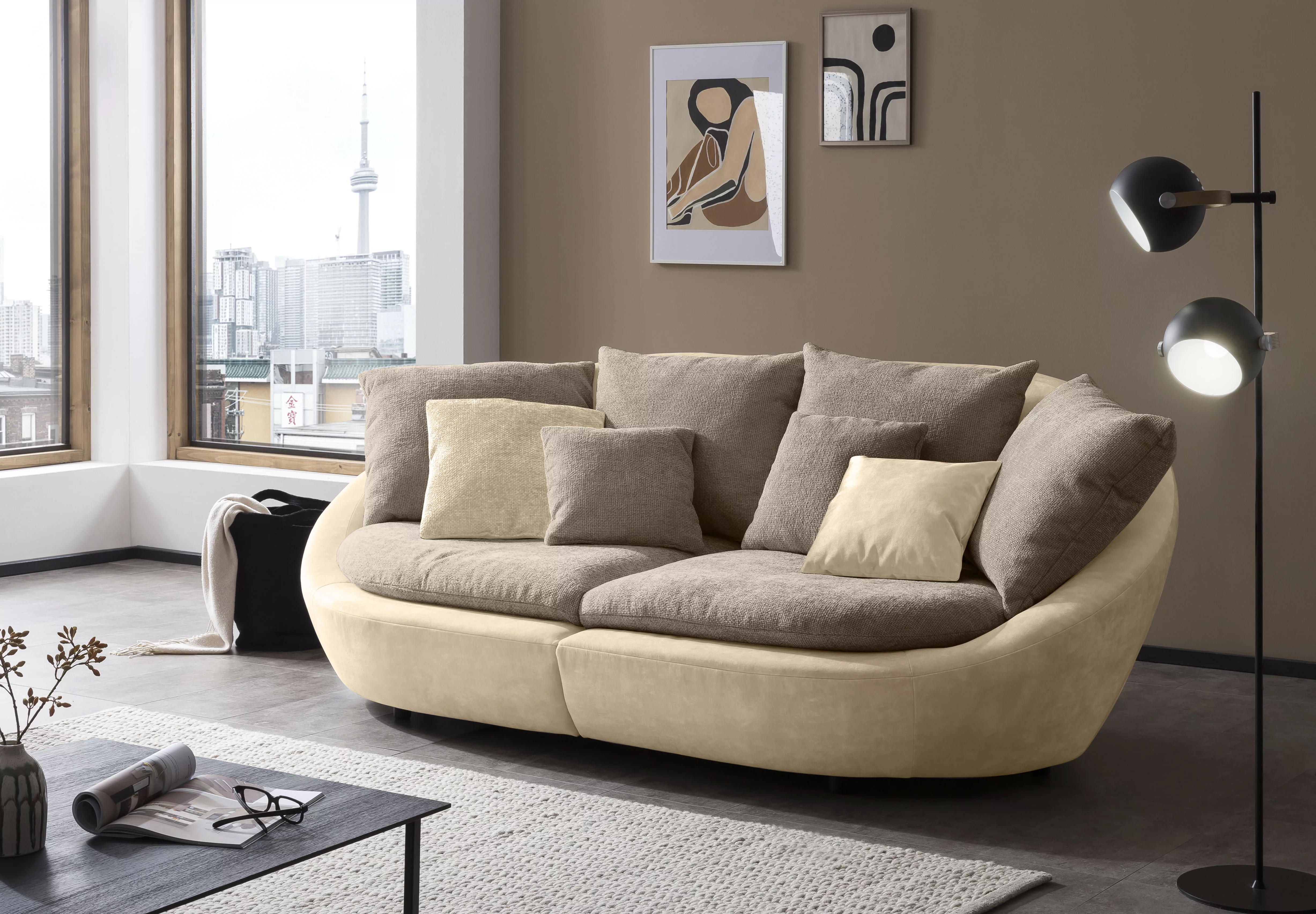 TRENDMANUFAKTUR Big-Sofa »Maui, inklusive 4 Rückenkissen und 2 Zierkissen, günstig online kaufen