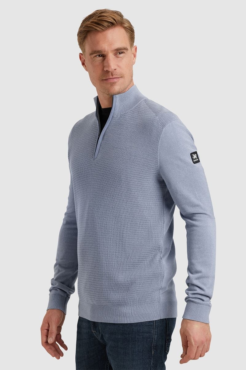 Vanguard Pullover halber Reißverschluss strukturiert Blau - Größe XXL günstig online kaufen