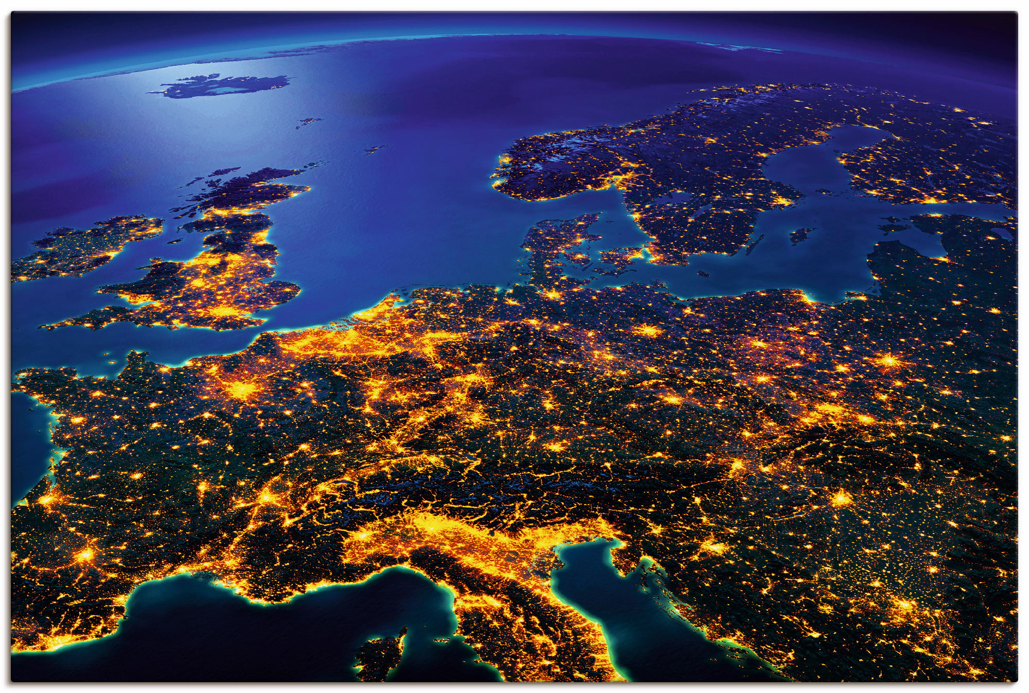 Artland Wandbild »Zentral Europa vom Weltraum«, Weltall & Kosmos, (1 St.), günstig online kaufen