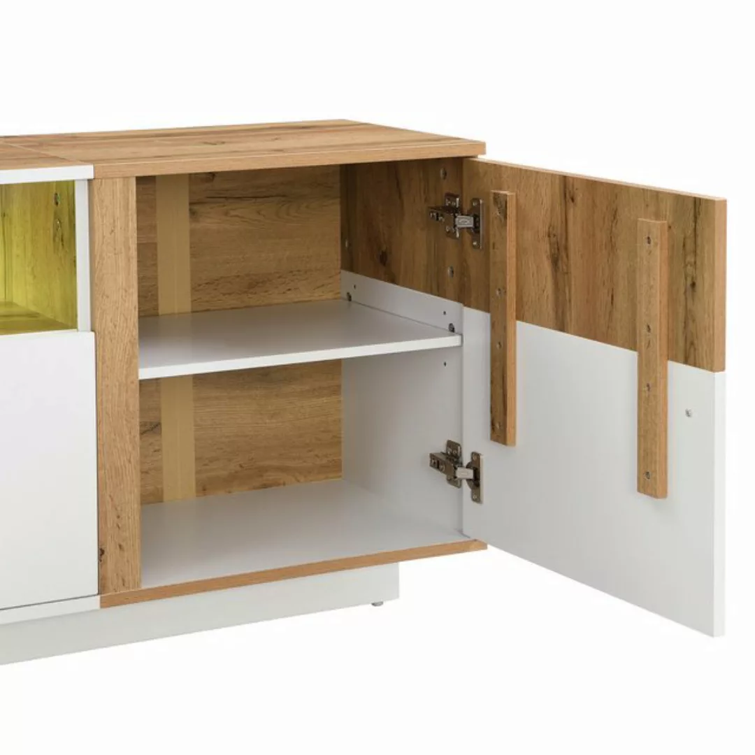 MC Star TV-Schrank Lowboard, TV-Schrank (mit LED-Lichteffekten, Glastrennwa günstig online kaufen