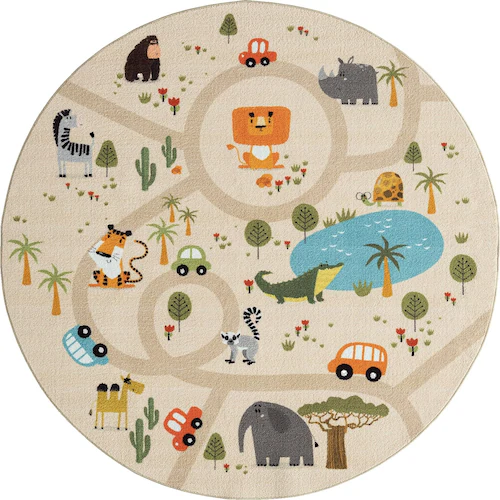 the carpet Teppich »Happy Life round«, rund, 4 mm Höhe, Life Kinderzimmer T günstig online kaufen