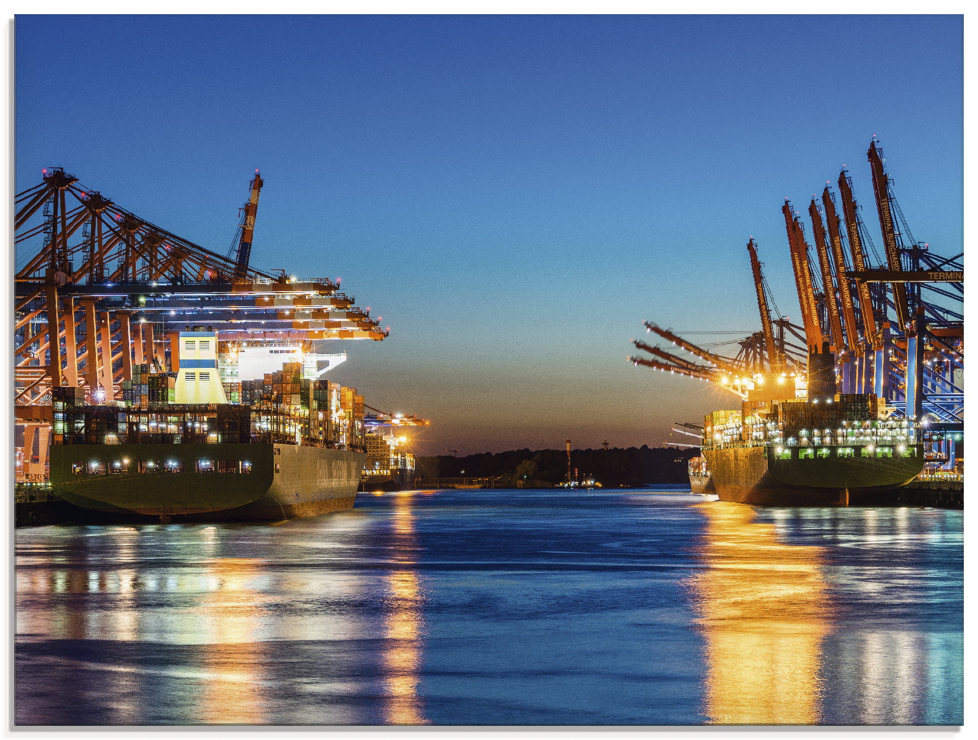 Artland Glasbild "Hamburg Hafen am Abend 2", Deutschland, (1 St.), in versc günstig online kaufen