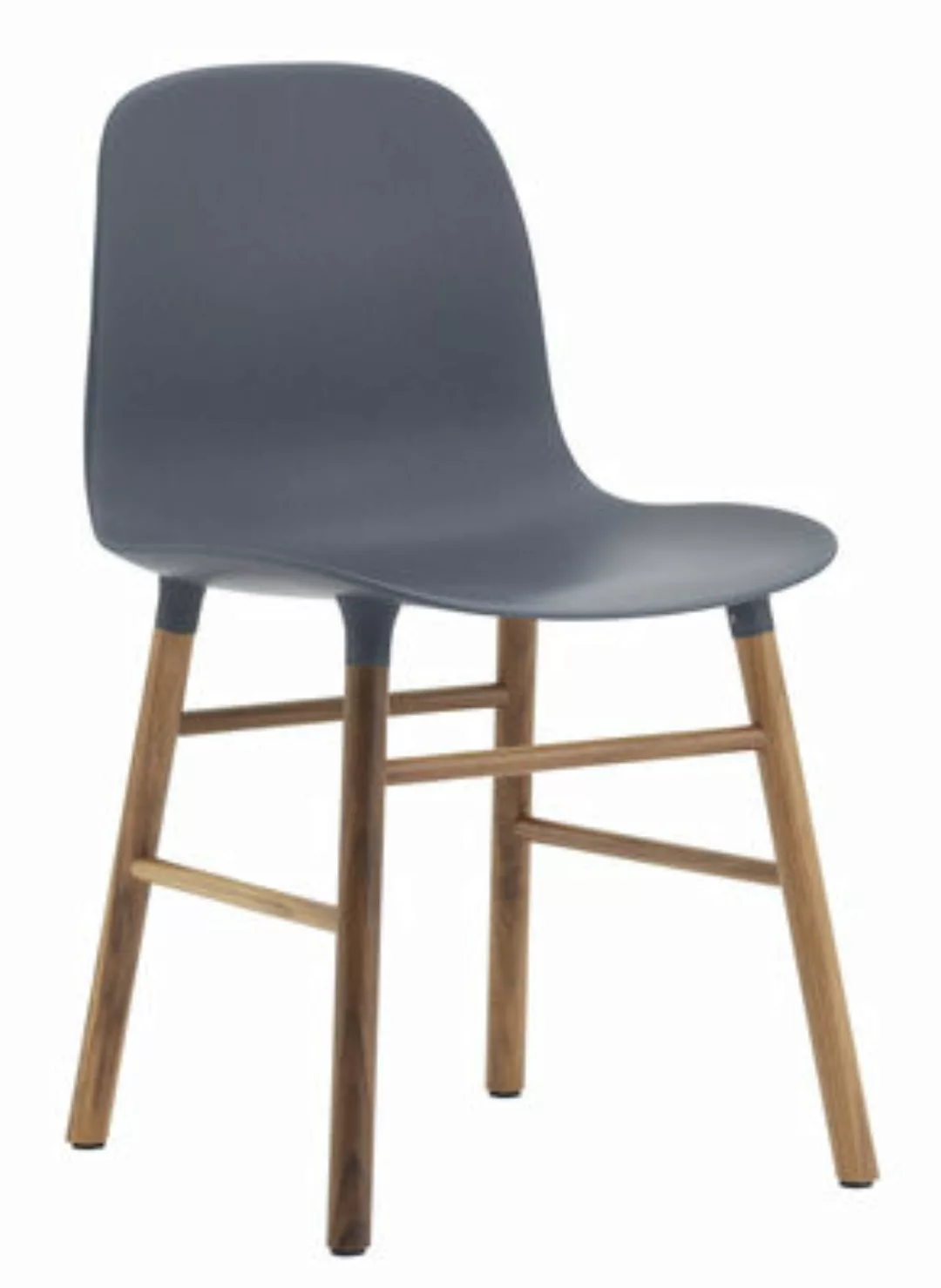 Stuhl Form plastikmaterial blau holz natur / Stuhlbeine aus Nussbaum - Norm günstig online kaufen