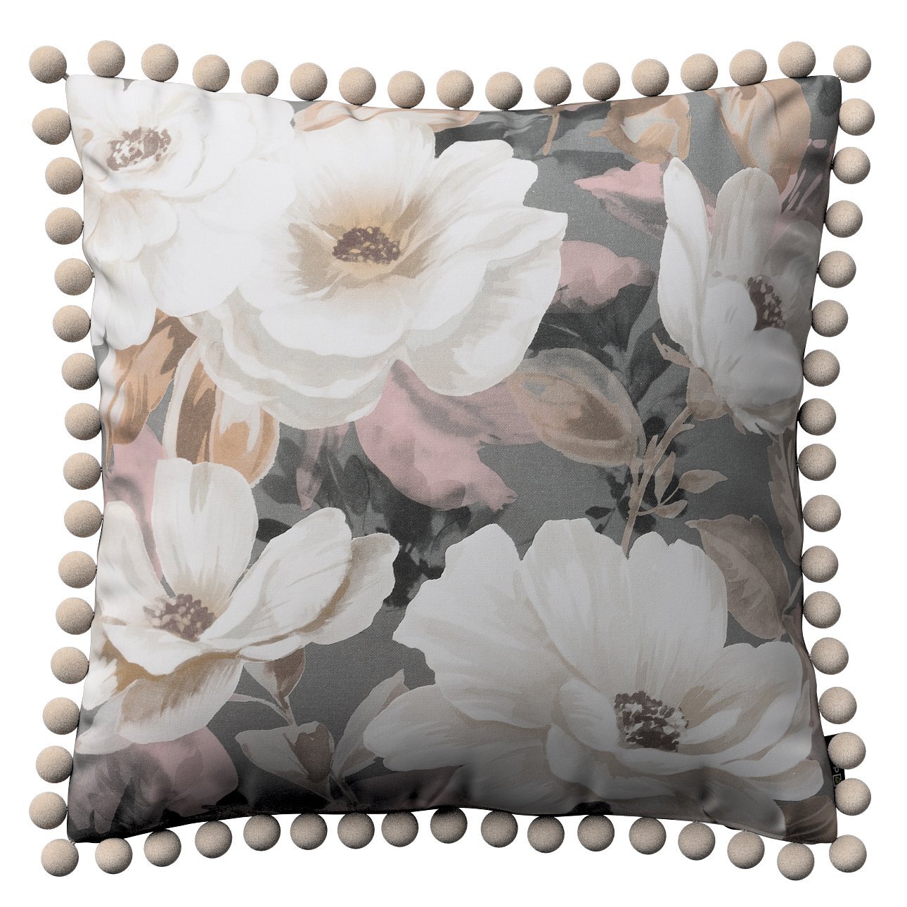 Kissenhülle Wera mit Bommeln, grau-rosa, 45 x 45 cm, Gardenia (142-13) günstig online kaufen