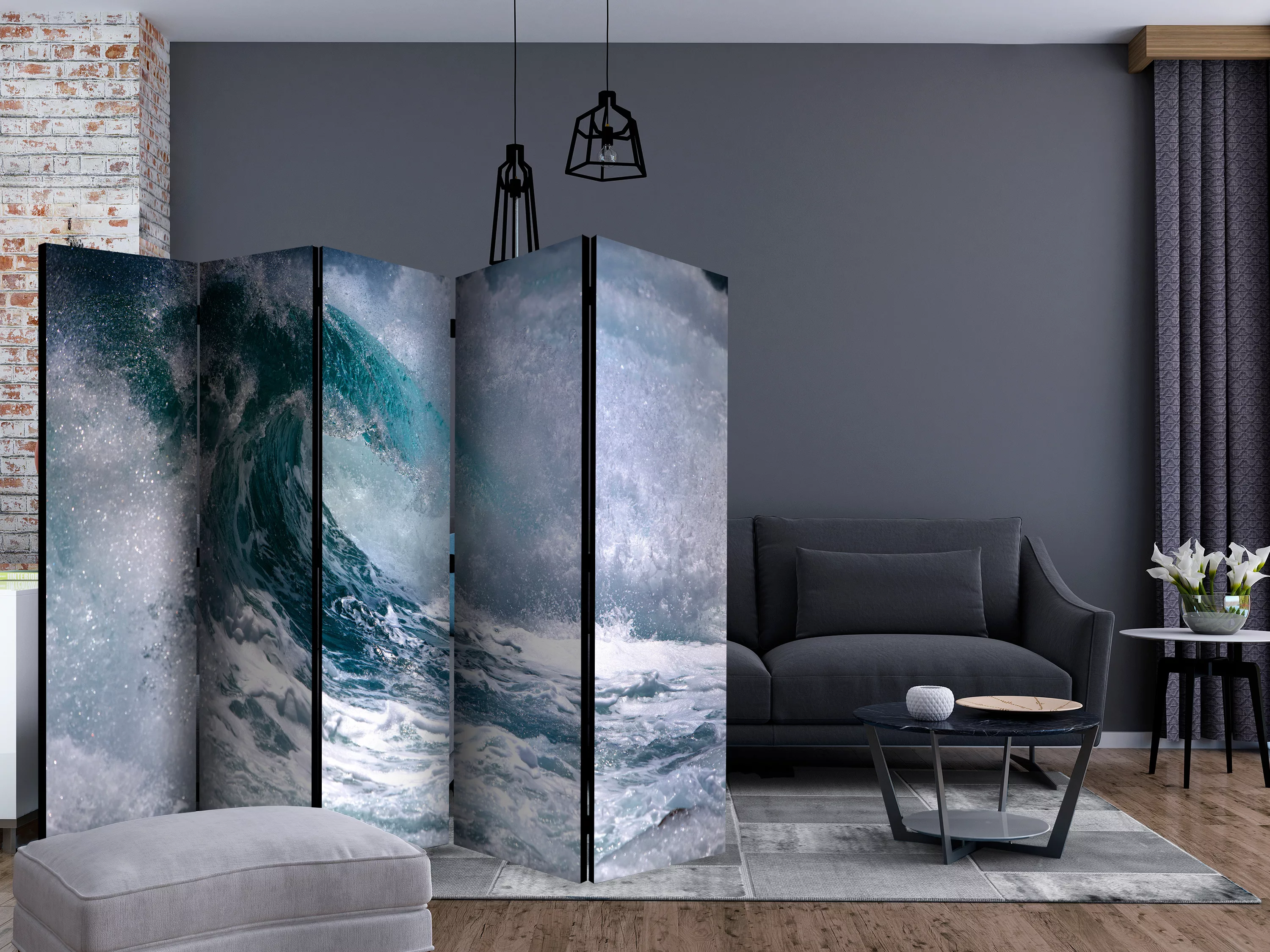 5-teiliges Paravent - Ocean Wave Ii [room Dividers] günstig online kaufen