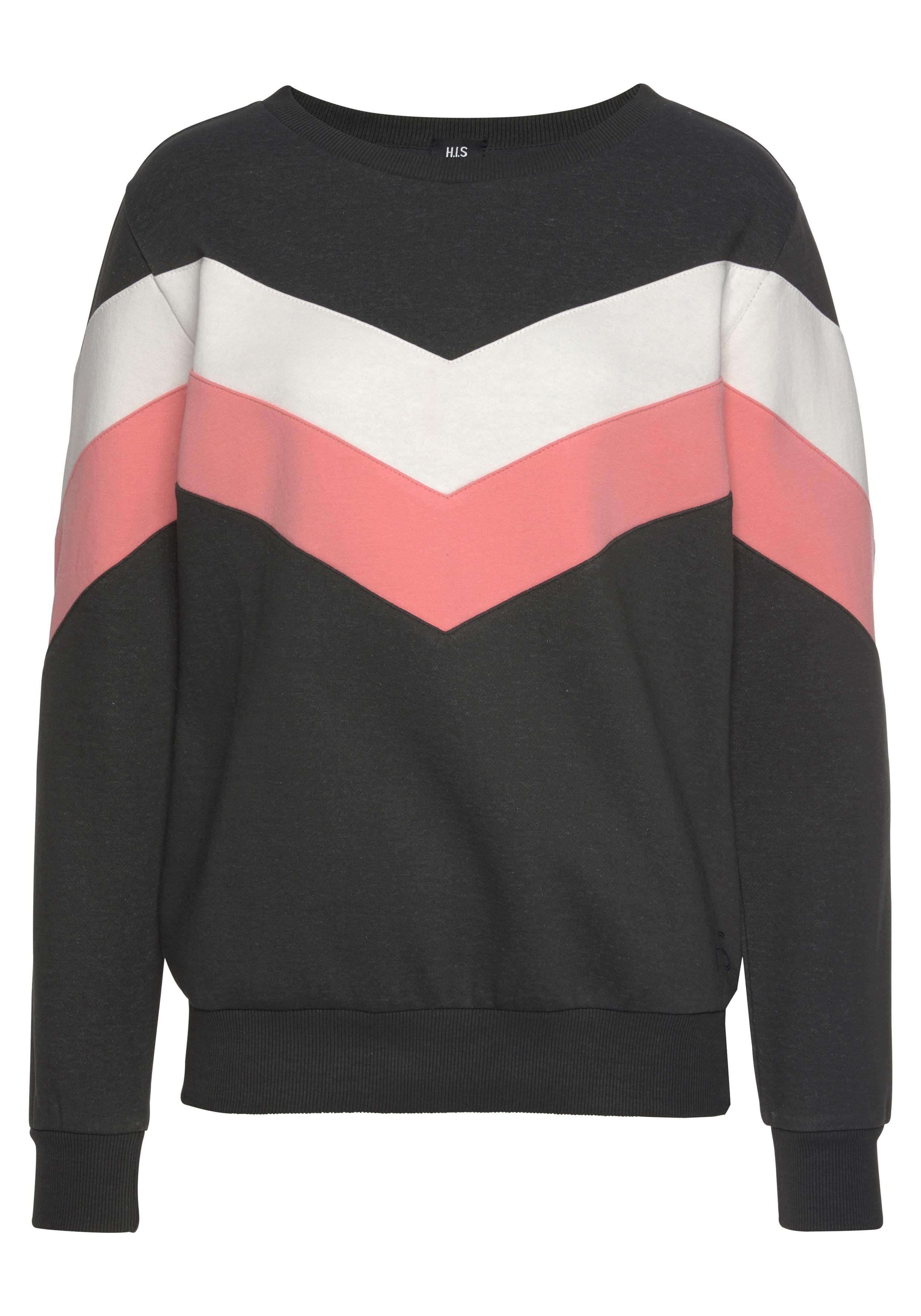 H.I.S Sweatshirt mit Kontraststreifen an Vorderseite und Ärmeln, Loungeanzu günstig online kaufen