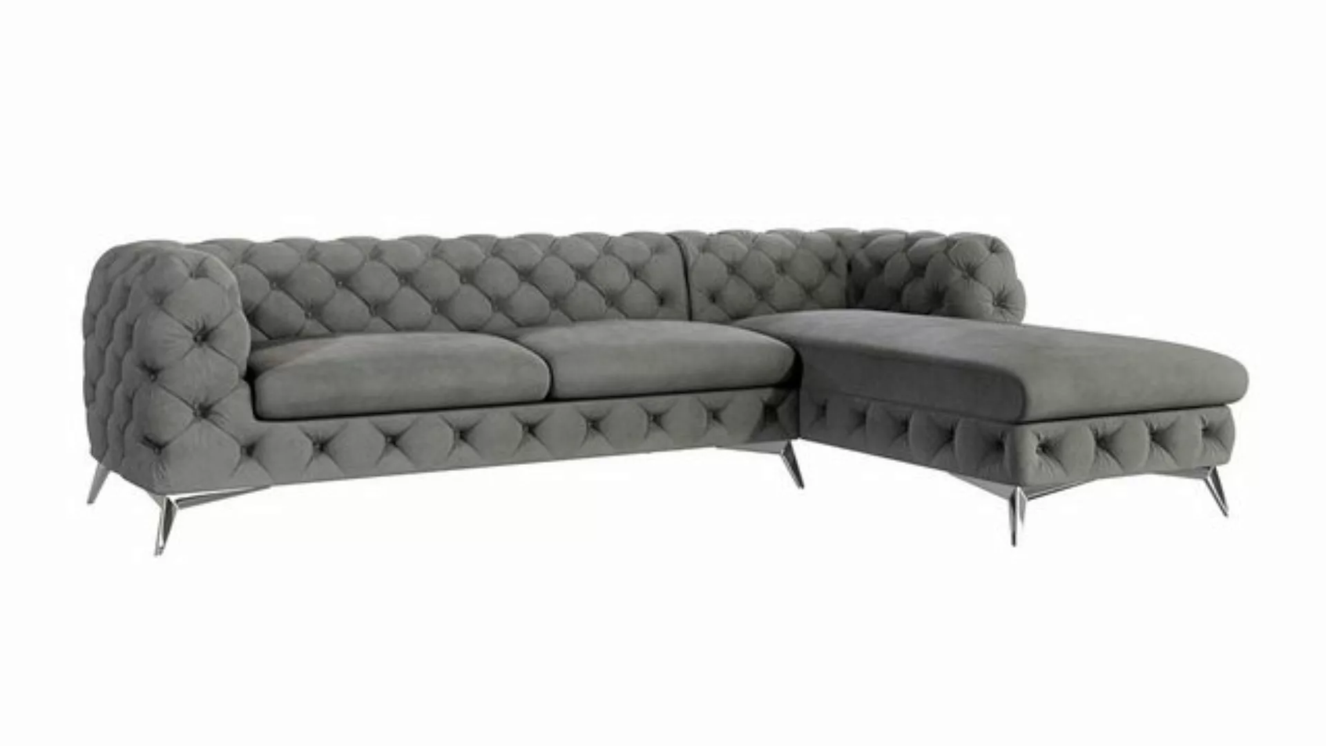 S-Style Möbel Ecksofa Chesterfield mit Ottomane Kalina mit Silber Metall Fü günstig online kaufen