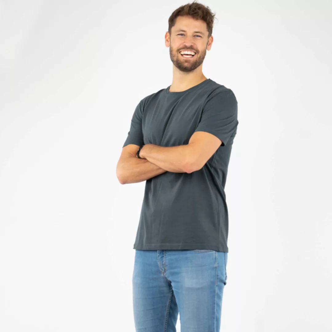 T-shirt Herren - Bio-baumwolle Extra Weich "Suave" Navy/graugrün günstig online kaufen