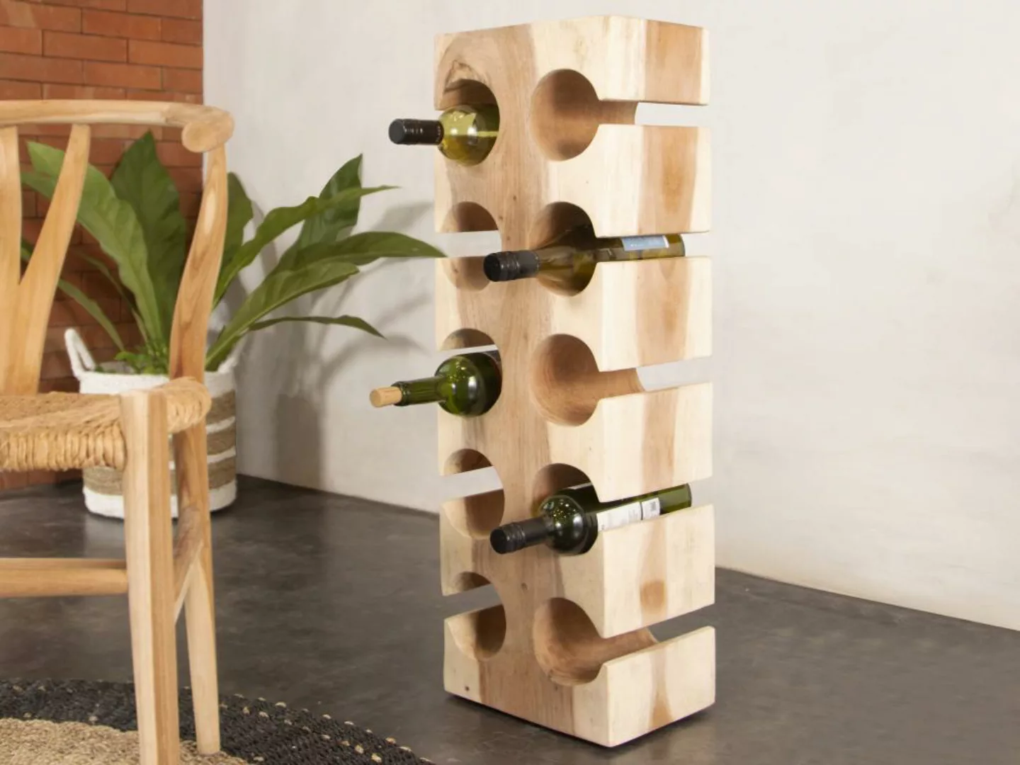 Weinflaschenregal für 10 Flaschen - 19 x 27 x 70 cm - Suarholz - Naturfarbe günstig online kaufen