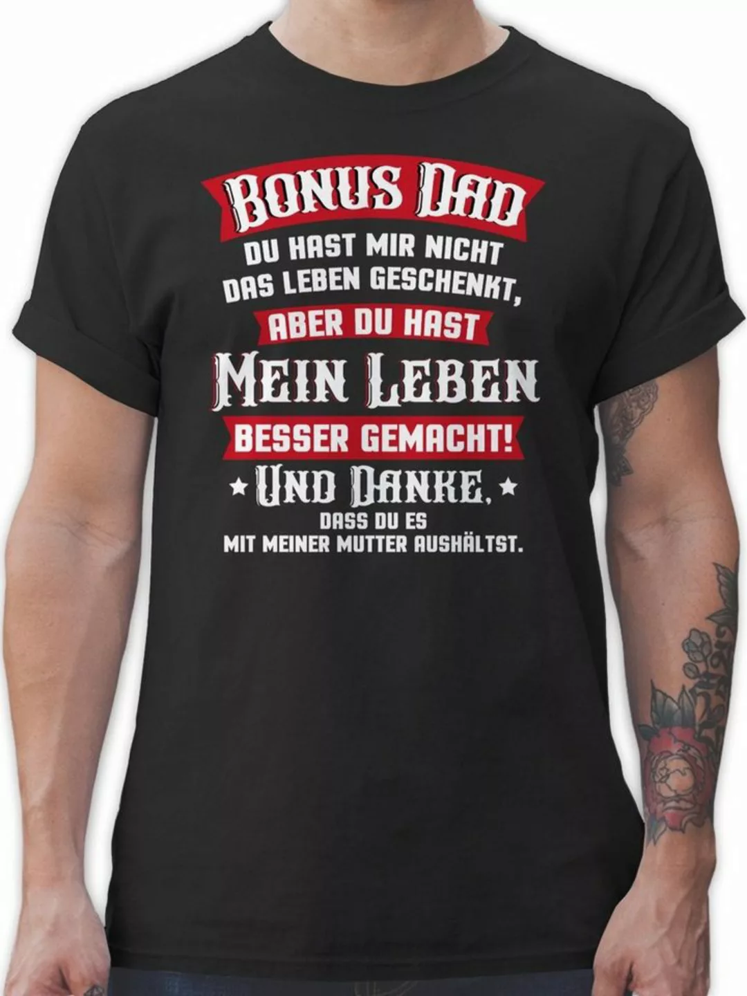 Shirtracer T-Shirt Bonus Dad - rot/weiß Vatertag Geschenk für Papa günstig online kaufen