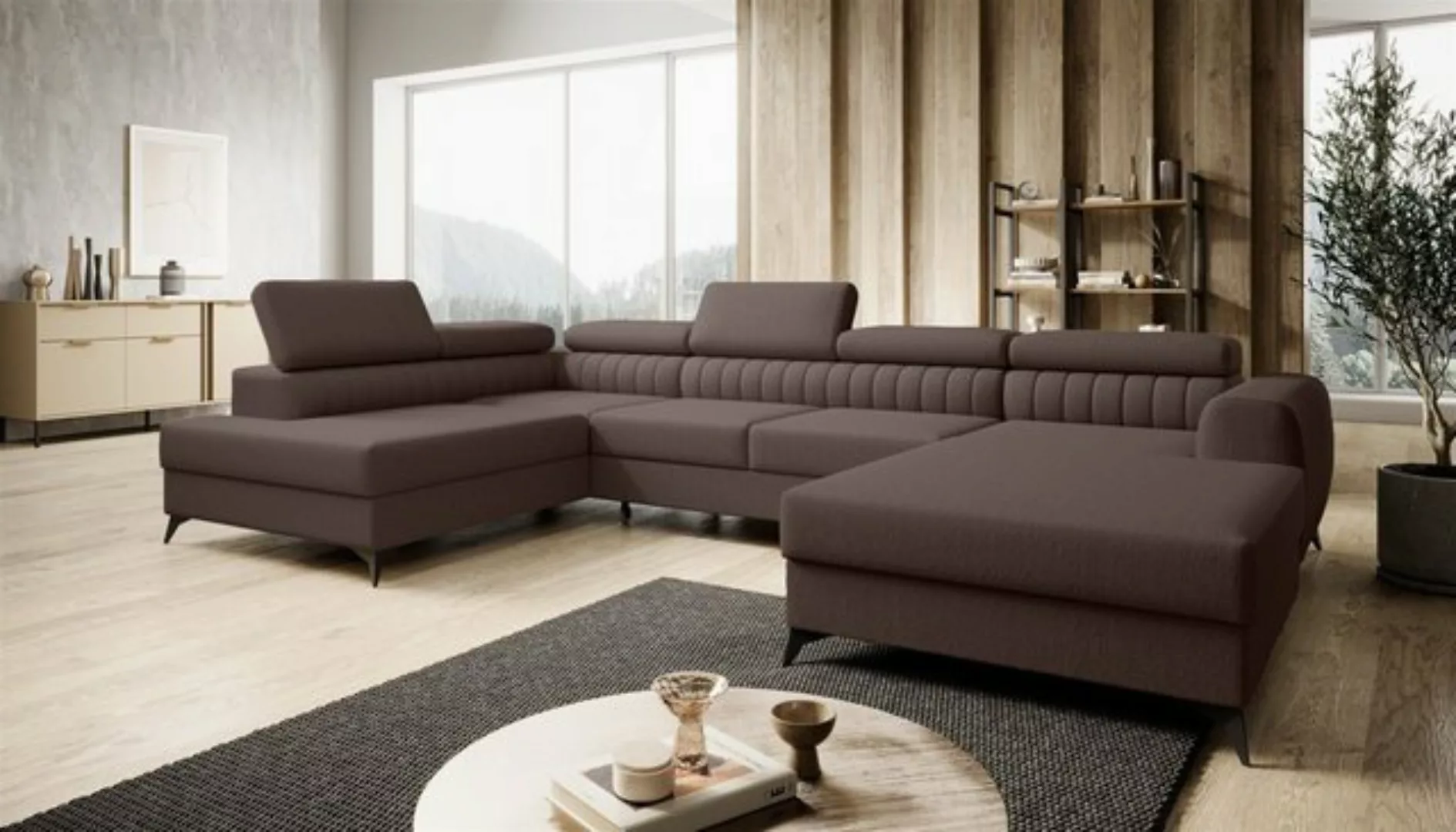 Fun Möbel Wohnlandschaft U-Form Schlafsofa FARGO Stoff Vogue Ottomane Recht günstig online kaufen