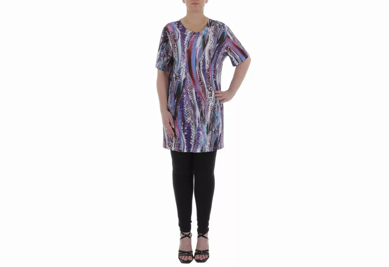 Ital-Design Tunikashirt Damen Freizeit Animal Print Top & Shirt in Violett günstig online kaufen