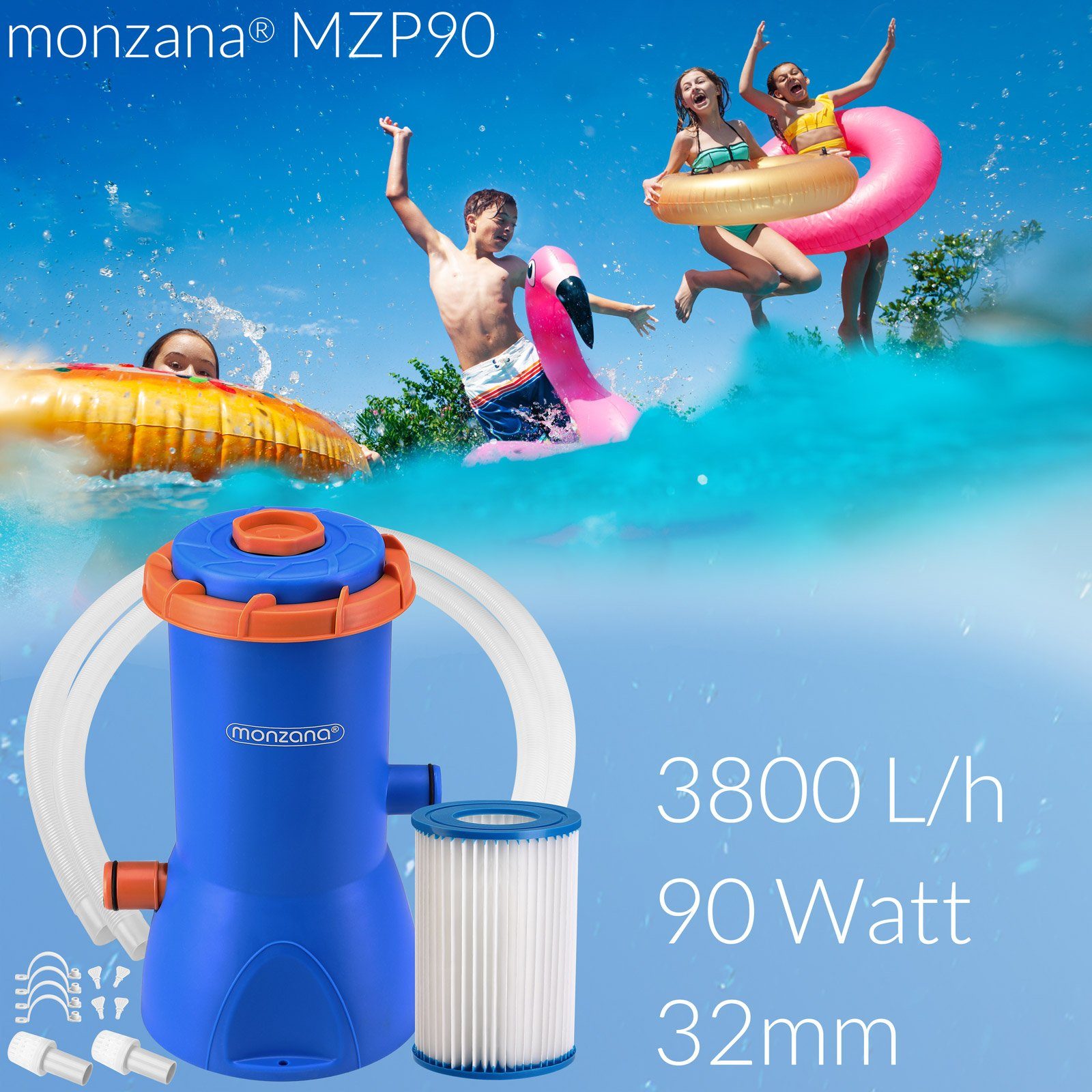 monzana Wasserpumpe Wasserfilteranlagen (11-tlg), Filterpumpe MZP90 günstig online kaufen