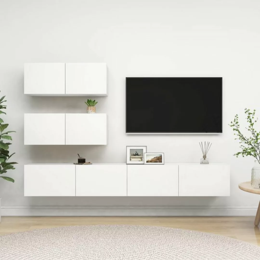 vidaXL TV-Schrank 4-tlg TV-Schrank-Set Weiß Spanplatte günstig online kaufen