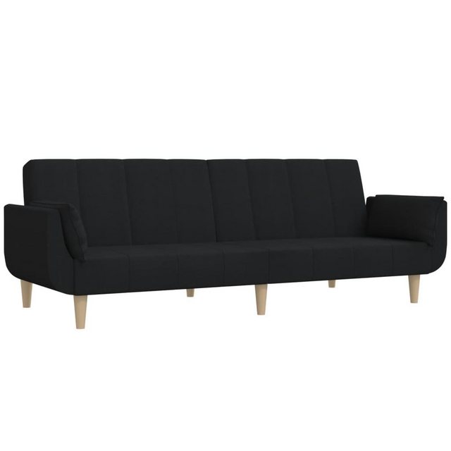 vidaXL Sofa Schlafsofa 2-Sitzer mit 2 Kissen Schwarz Stoff günstig online kaufen