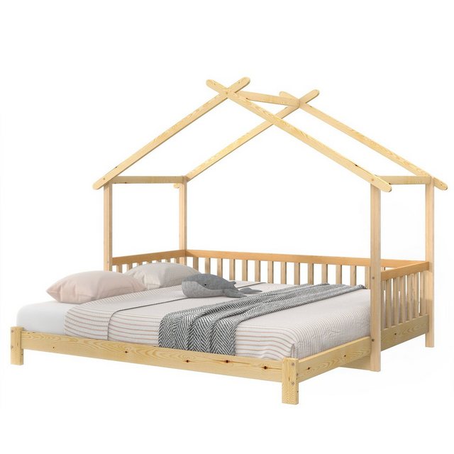 WISHDOR Kinderbett Jugendbett Hausbett Doppelbett (200x90cm nach ausziehen günstig online kaufen