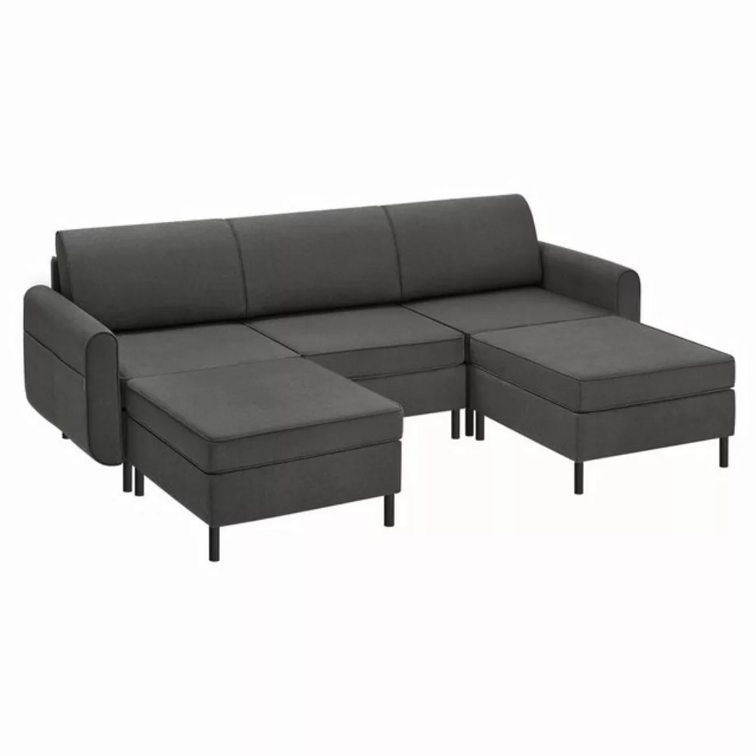 VASAGLE Ecksofa, 5 Teile, Modulares Sofa, 5-Sitzer, Schlafsofa, U-förmiger günstig online kaufen