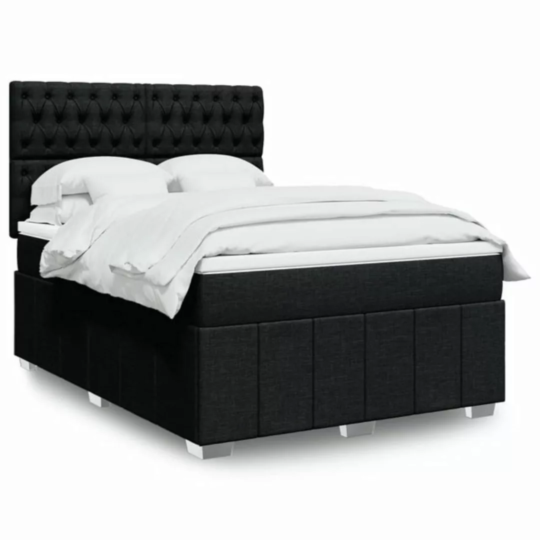 vidaXL Boxspringbett, Boxspringbett mit Matratze Schwarz 140x200 cm Stoff günstig online kaufen