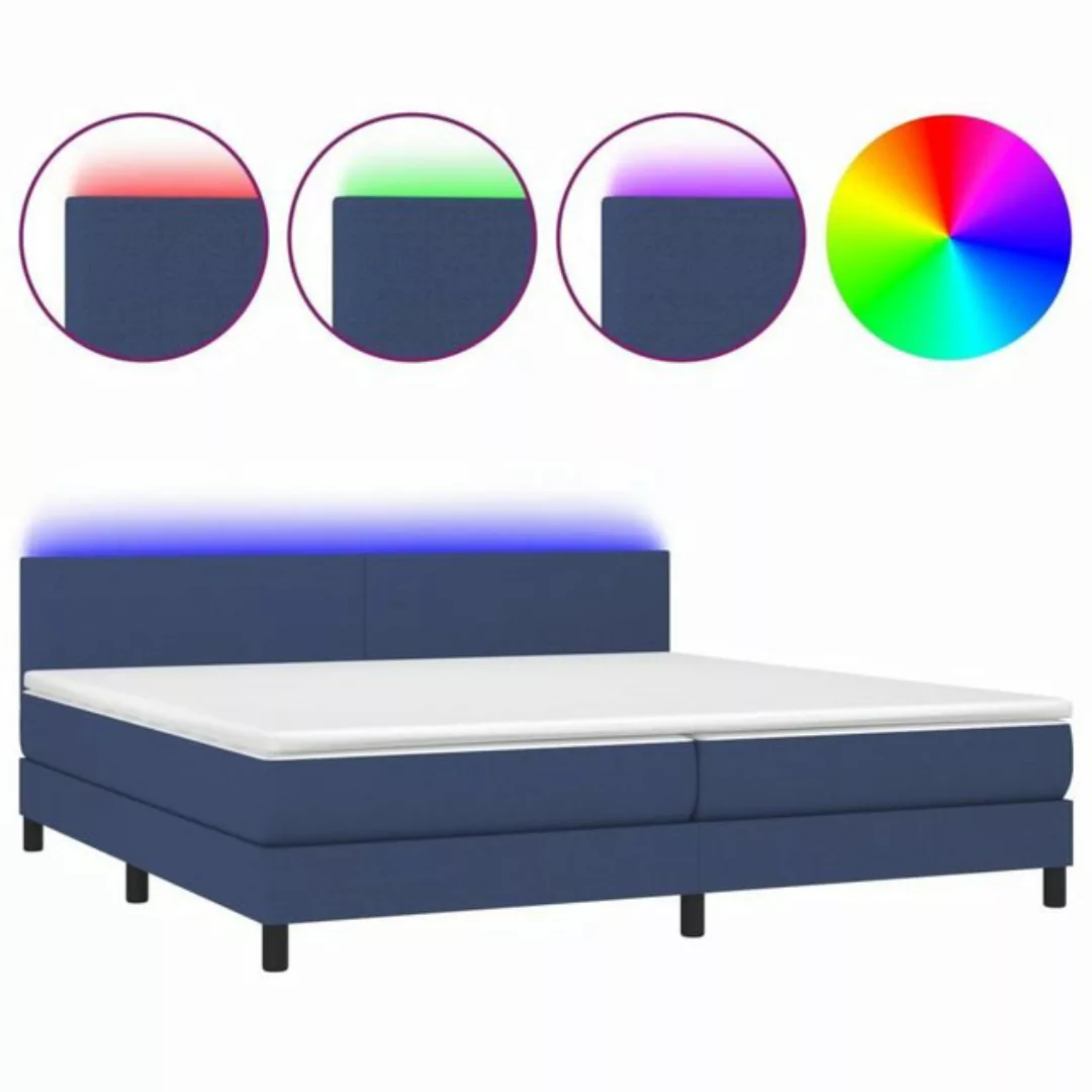 Vidaxl Boxspringbett Mit Matratze & Led Blau 200x200 Cm Stoff günstig online kaufen