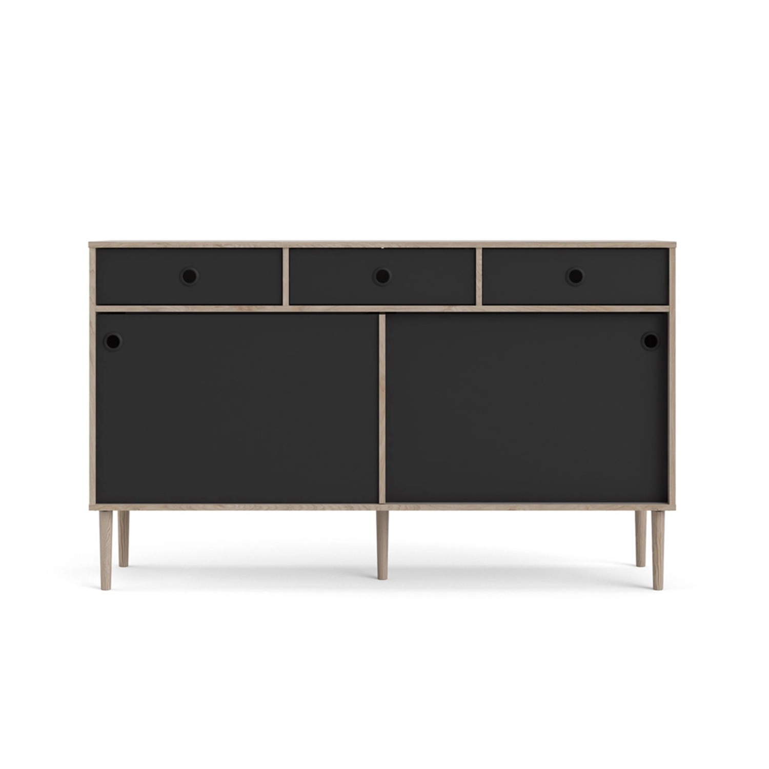 ebuy24 Penny Sideboard 2 Schiebetüren und 3 Schubladen Hickory-Dekor und Ma günstig online kaufen