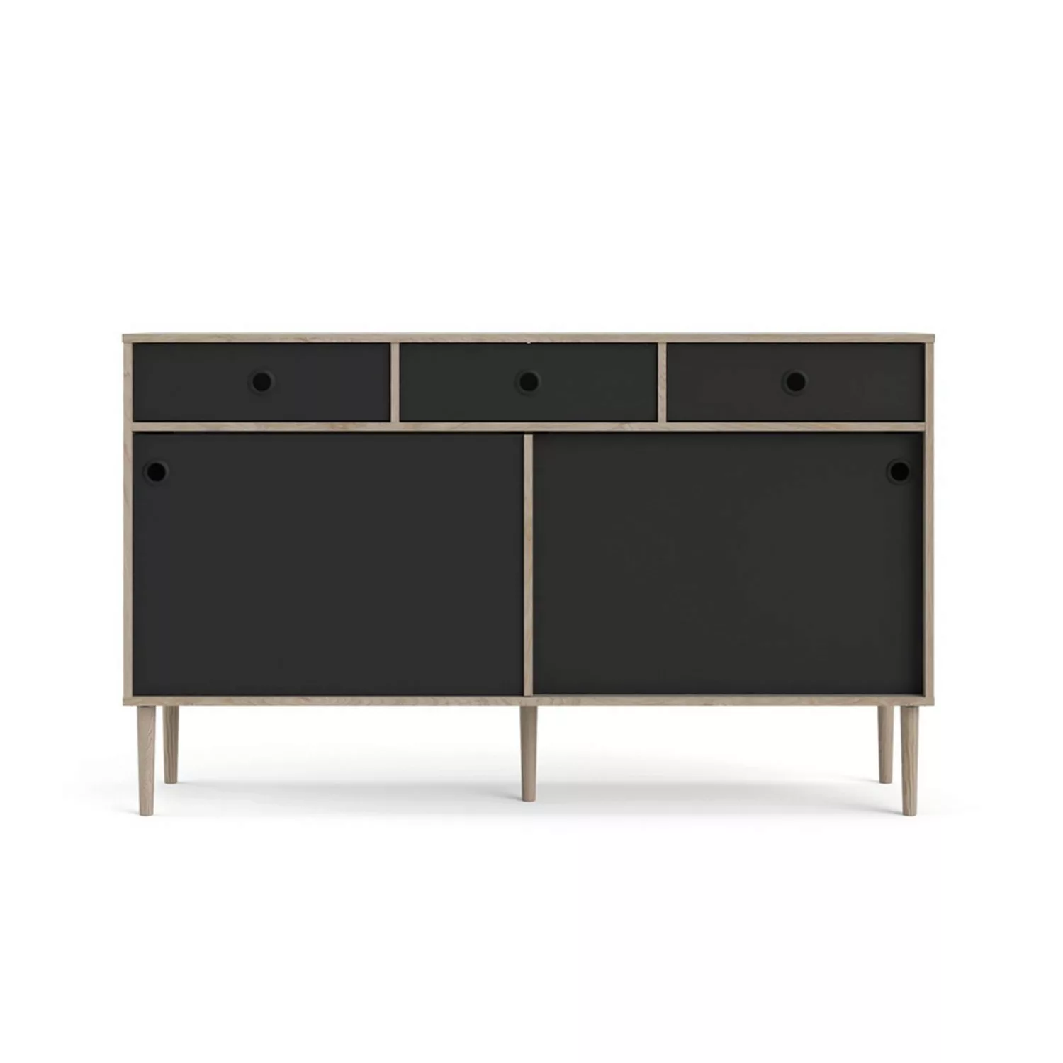 ebuy24 Penny Sideboard 2 Schiebetüren und 3 Schubladen Hickory-Dekor und Ma günstig online kaufen