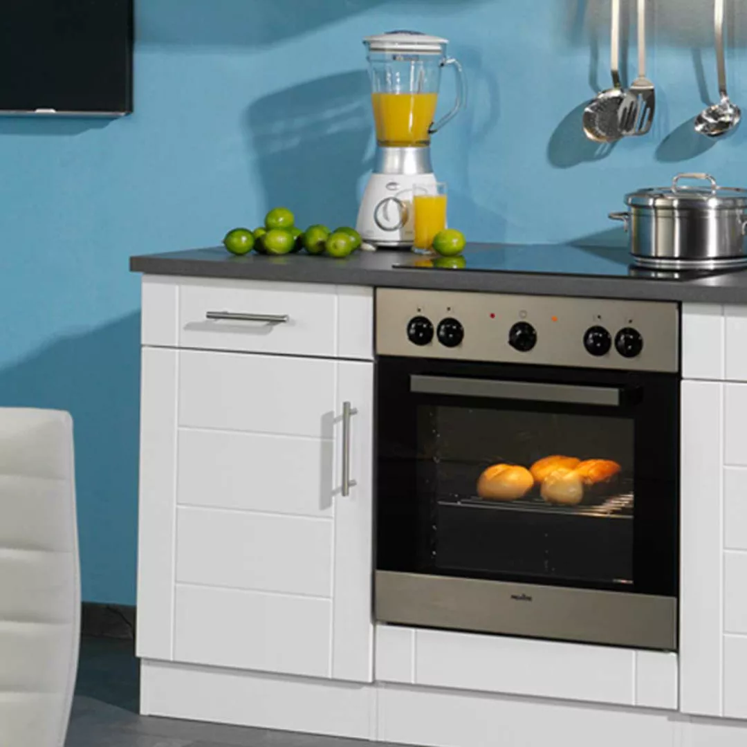 Kücheneinrichtung in Hochglanz-Weiß ohne Geräte (sechsteilig) günstig online kaufen