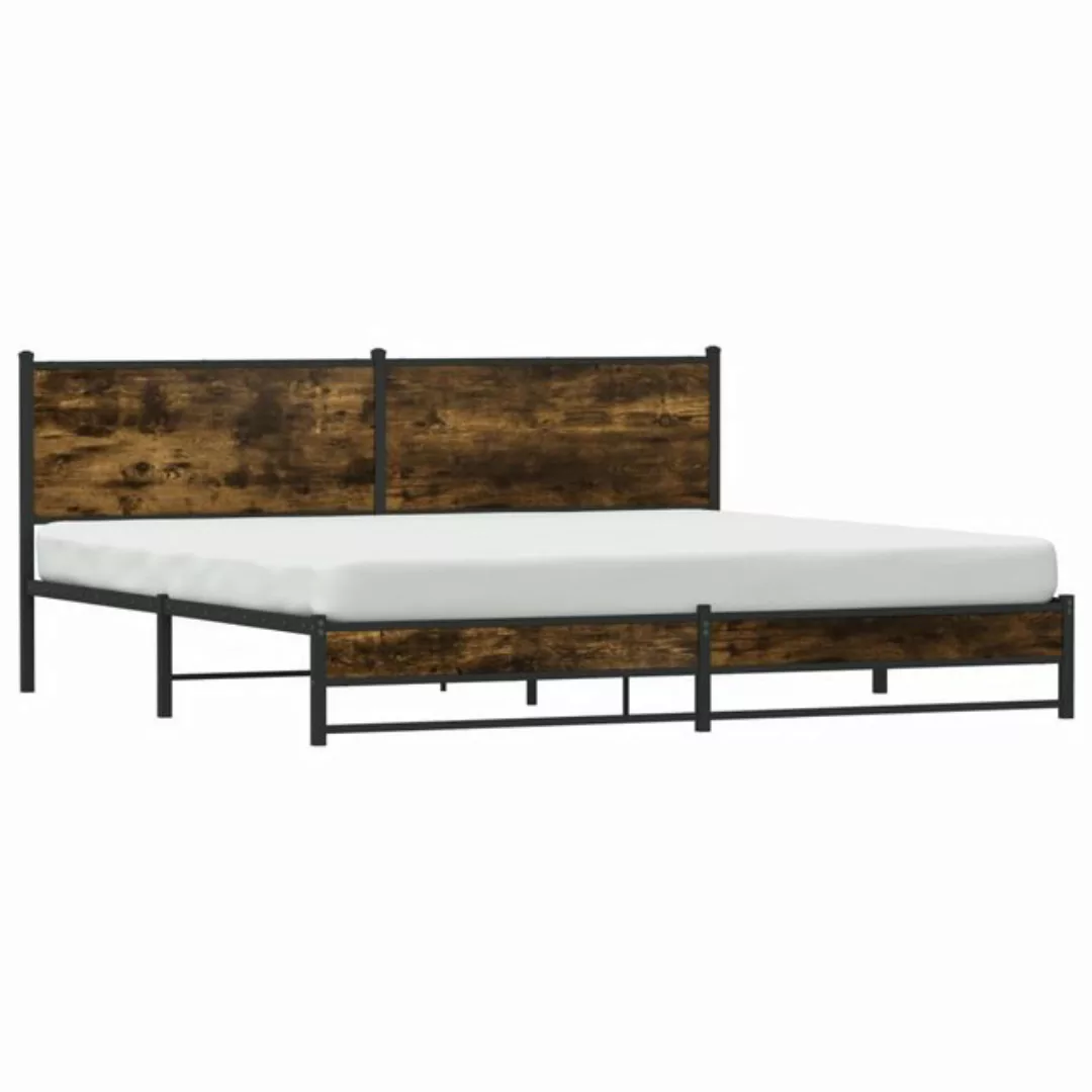 vidaXL Bett Metallbett ohne Matratze Räuchereiche 193x203 cm günstig online kaufen