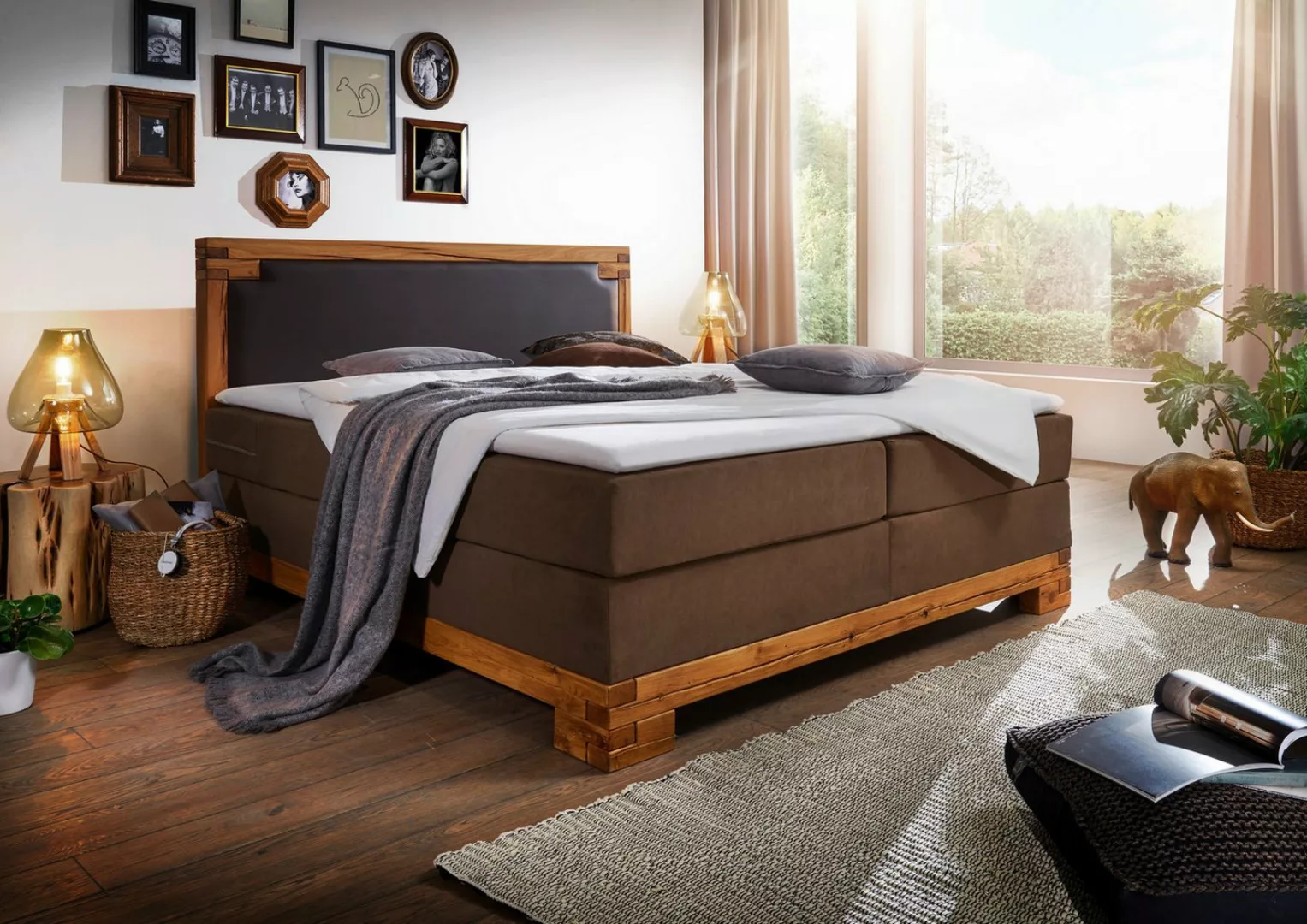 Loreno® Boxspringbett Barrington, Stoff- und Kunstlederbezug, mit oder ohne günstig online kaufen