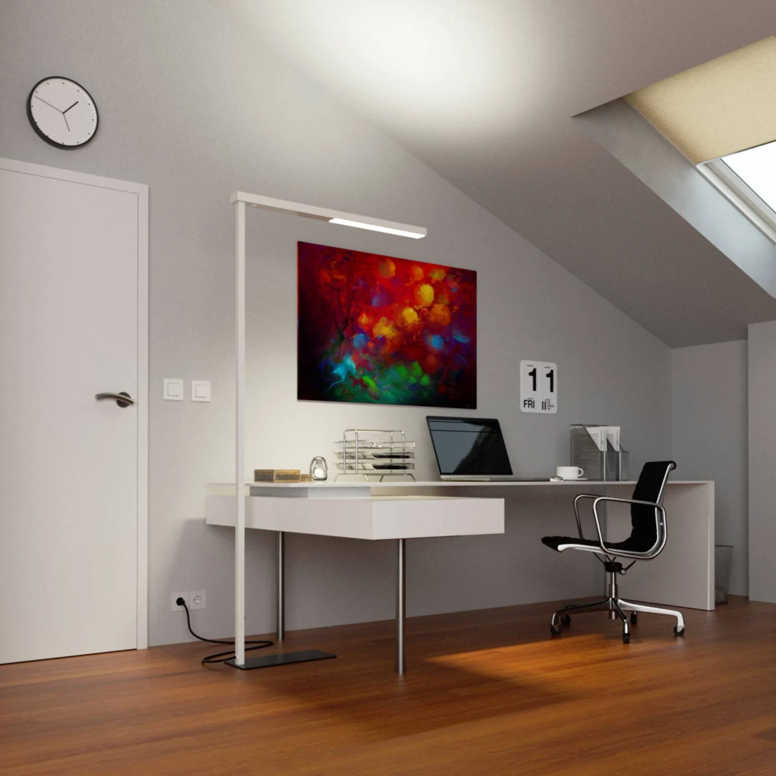 LED-Büro-Stehleuchte Tamilo, weiß günstig online kaufen