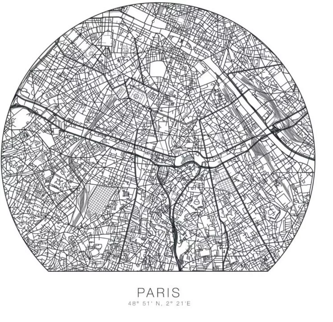 Wall-Art Wandtattoo »Paris Tapete runder Stadtplan«, (1 St.), selbstklebend günstig online kaufen