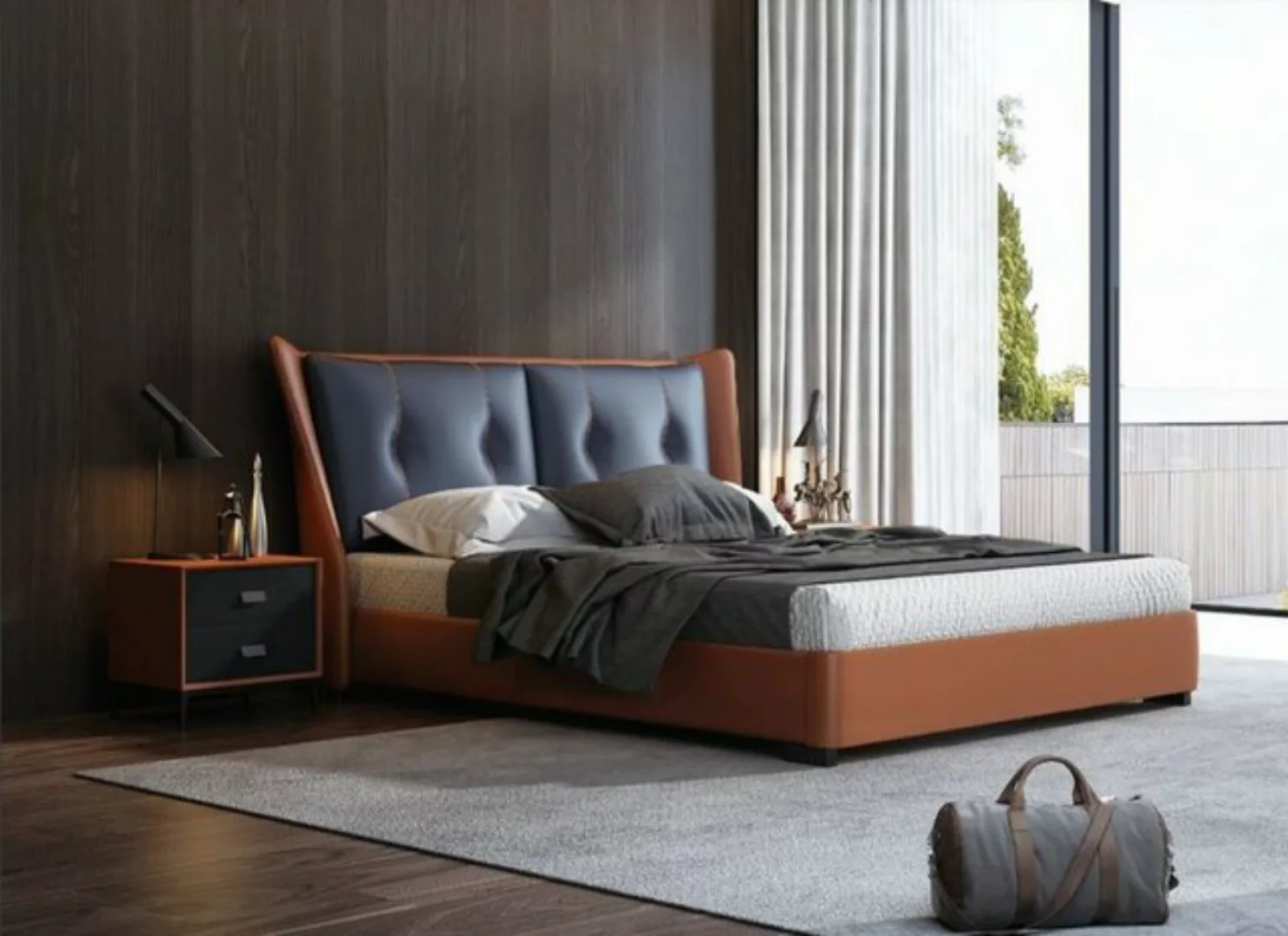 JVmoebel Bett, Italienische Designer Bett Schlazimmer 180x200cm Neu Leder günstig online kaufen