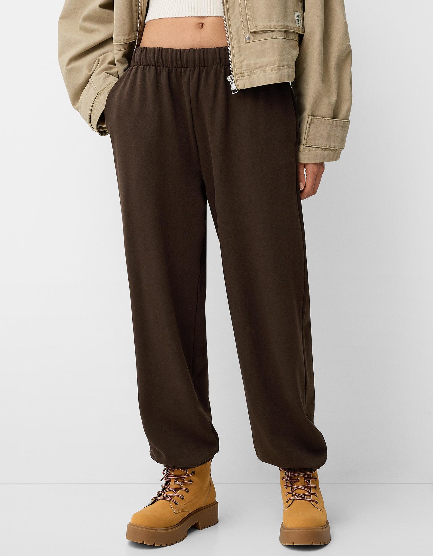 Bershka Joggerhose Aus Plüsch Damen Xs Braun günstig online kaufen