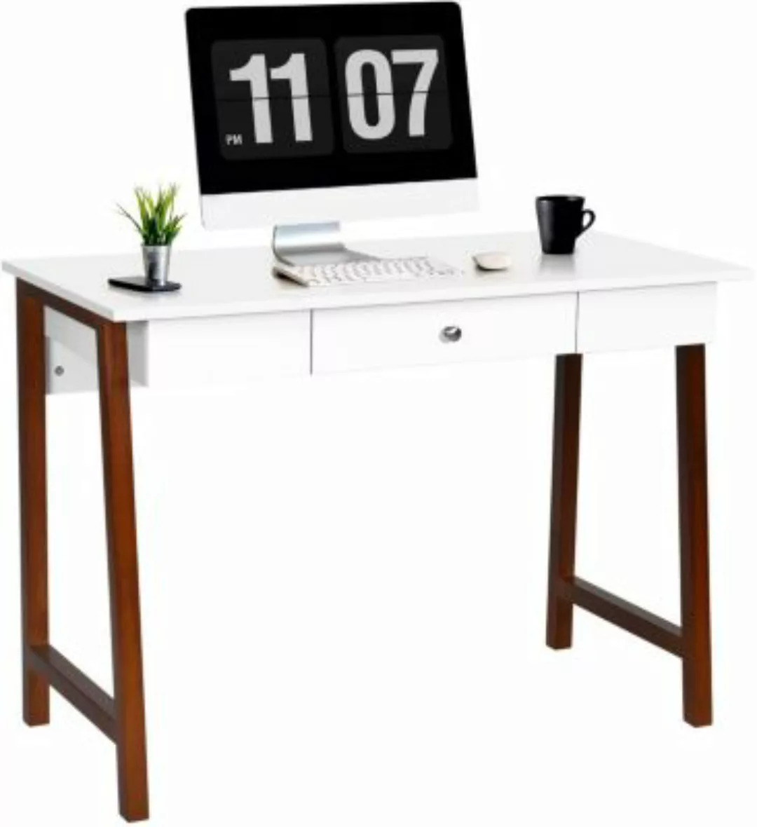 COSTWAY® Schreibtisch mit Schublade braun günstig online kaufen